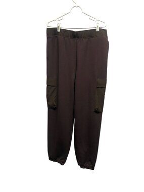 Rae Mode Brown Cargo Joggers Womens Size 1XL Elastic Waistband Cuffs Pockets NEW